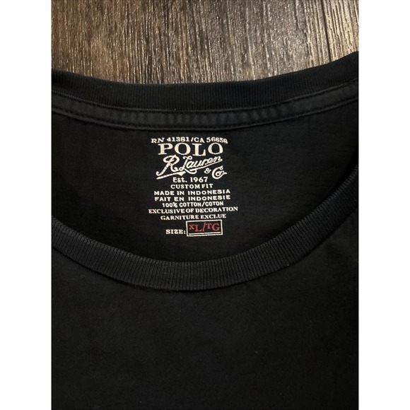 Men's Polo Ralph Lauren Custom Fit T-shirt XL Basic Casual Preppy Black Red Pony - Picture 2 of 3